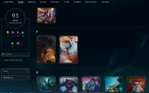 Unranked com TODOS os Champs e 93 Skins + 1000 RP