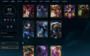 Unranked com TODOS os Champs e 93 Skins + 1000 RP