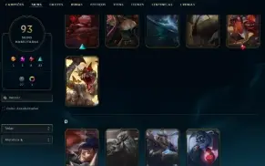 Unranked com TODOS os Champs e 93 Skins + 1000 RP