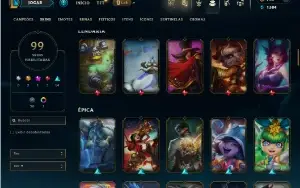 Unranked com 100 Champs e 99 Skins