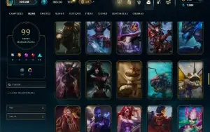 Unranked com 100 Champs e 99 Skins