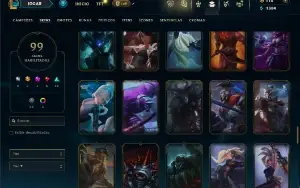 Unranked com 100 Champs e 99 Skins