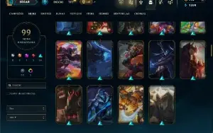 Unranked com 100 Champs e 99 Skins