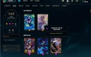 Conta ouro 2 com TODOS os champs e 162 Skins + 1 Prestigio
