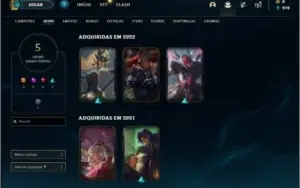 Conta MESTRE com 37 Champs e 5 Skins