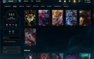 Conta ouro 1 com 150 Champs e 161 Skins + 2333 RP