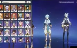 Conta Genshin AR 54 Diluc + Eula + Hutao + Keqing++