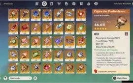 Conta Genshin AR 54 Diluc + Eula + Hutao + Keqing++