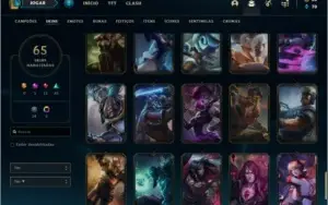 Conta prata 2 com 65 skins e 67 champs