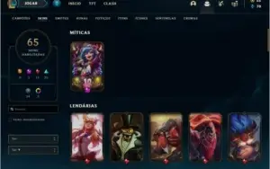 Conta prata 2 com 65 skins e 67 champs