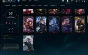 Conta prata 2 com 65 skins e 67 champs