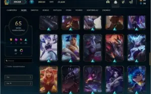 Conta prata 2 com 65 skins e 67 champs