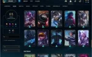 Conta prata 2 com 65 skins e 67 champs