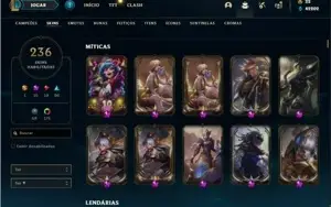 Conta prata 3 com TODOS os champs e 235 Skins + 7 Prestigios