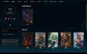 Conta Lol Platina 4, 14 Skins, 40 Champ
