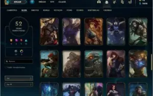 Conta platina 4 com 52 skins e 97 champs