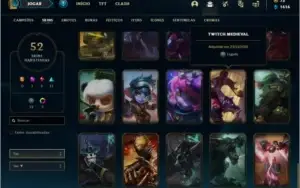 Conta platina 4 com 52 skins e 97 champs