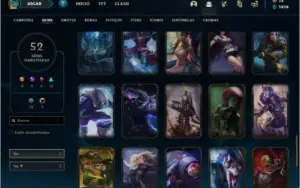 Conta platina 4 com 52 skins e 97 champs