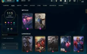 ACC LOL UNRANKED, level 267 com 113 skins para a venda!