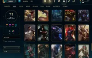 Unranked com 105 Champs e 73 Skins