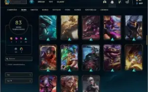 Conta platina 4 com 83 skins e 119 champs