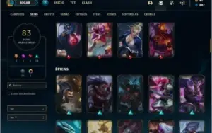 Conta platina 4 com 83 skins e 119 champs