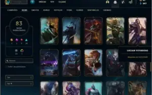 Conta platina 4 com 83 skins e 119 champs