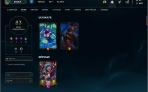 Conta platina 4 com 83 skins e 119 champs