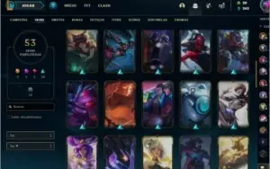 73 Campeões + 53 skins + 36 emotes