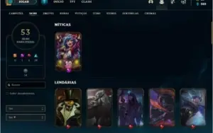 73 Campeões + 53 skins + 36 emotes