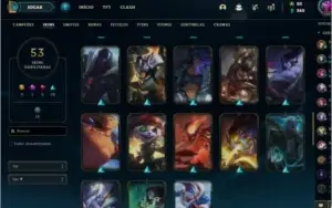 73 Campeões + 53 skins + 36 emotes