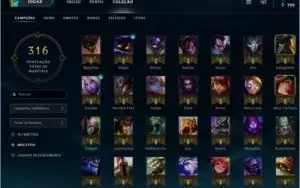 CONTA LEAGUE OF LEGENDS PLATINA 2/5 - 39 SKINS - 91 CAMPEÕES