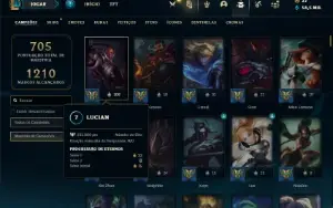 Conta Unranked com TODOS os champs e 938 Skin + 22 Prestigio