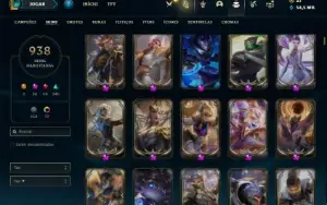 Conta Unranked com TODOS os champs e 938 Skin + 22 Prestigio