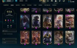 Conta Unranked com TODOS os champs e 938 Skin + 22 Prestigio