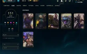 Ouro 2 com TODOS os champs e 151 Skins ( MID / ADC )