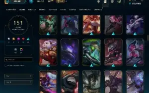 Ouro 2 com TODOS os champs e 151 Skins ( MID / ADC )