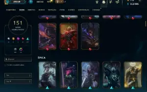 Ouro 2 com TODOS os champs e 151 Skins ( MID / ADC )