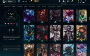 Ouro 2 com TODOS os champs e 151 Skins ( MID / ADC )
