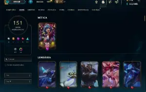 Ouro 2 com TODOS os champs e 151 Skins ( MID / ADC )
