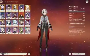 conta genshin impact ar 48 arlecchino + arma assinatura