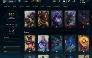 Unranked com TODOS os champs e 290 Skins + 5 Prestigios