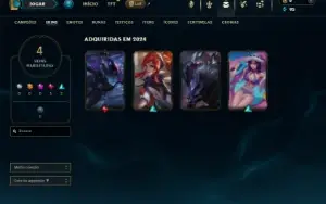 Platina 3 com 40 Champs e 4 Skins + 14 Fragmentos