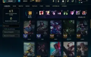 Platina 3 com 40 Champs e 4 Skins + 14 Fragmentos
