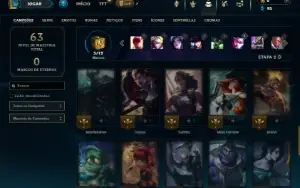 Platina 3 com 40 Champs e 4 Skins + 14 Fragmentos