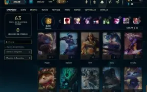 Platina 3 com 40 Champs e 4 Skins + 14 Fragmentos