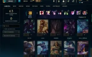 Platina 3 com 40 Champs e 4 Skins + 14 Fragmentos