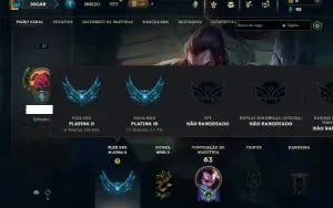 Platina 3 com 40 Champs e 4 Skins + 14 Fragmentos