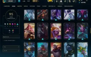 Prata 1 com 110 Champs e 95 Skins ( ADC / TOP / MID )