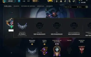 Prata 1 com 110 Champs e 95 Skins ( ADC / TOP / MID )
